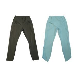 Reebok Leggings Tights Bundle Set of 2 Black & Blue Medium Workout Activewear